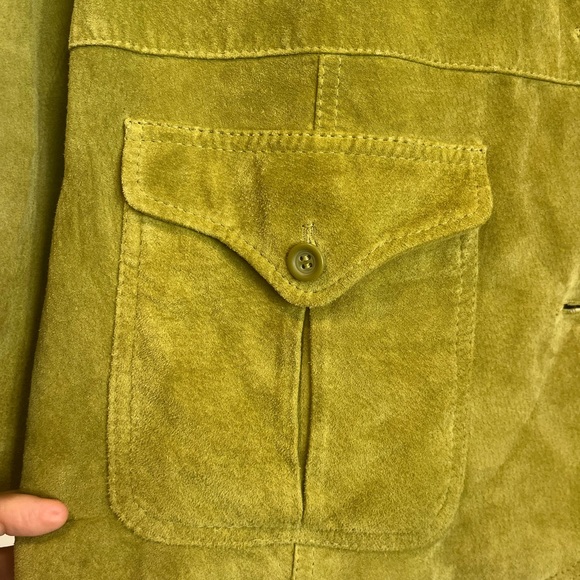 Y2K Women’s 100% Suede Leather Blazer Jacket Retro Lime Green Size 2X - Picture 5 of 15